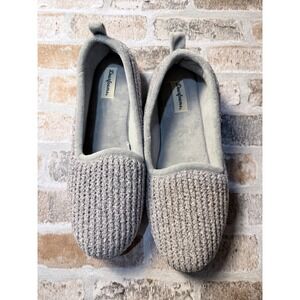 Dearfoams Grey Chenille Knit Clog Slippers Womens Lg 9-10 Plush Lined House shoe
